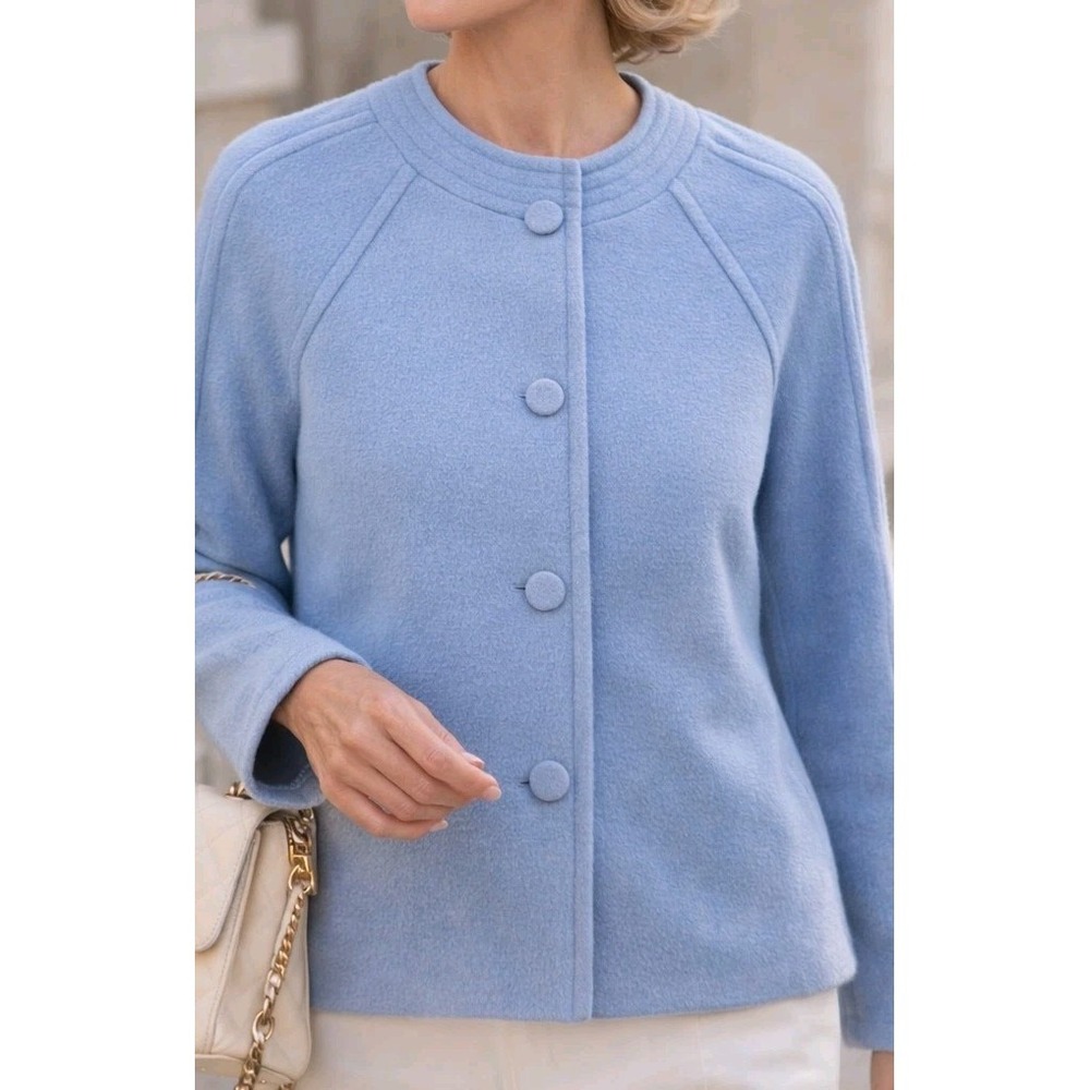 Pendleton Blue Merino Wool Jacket Womens L Button Front Minimalist Coat‎ - Picture 3 of 5